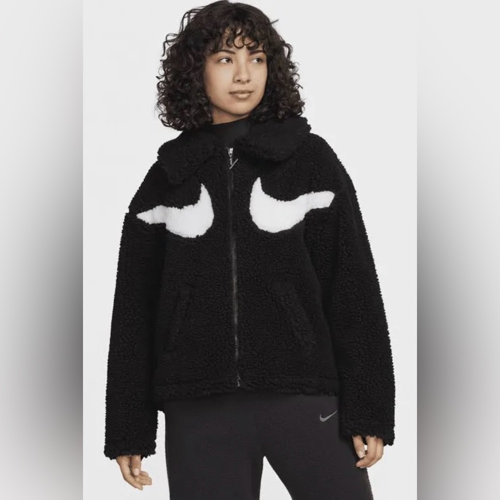 Nike Double Swoosh Full Zip Sherpa Jacket- Size L